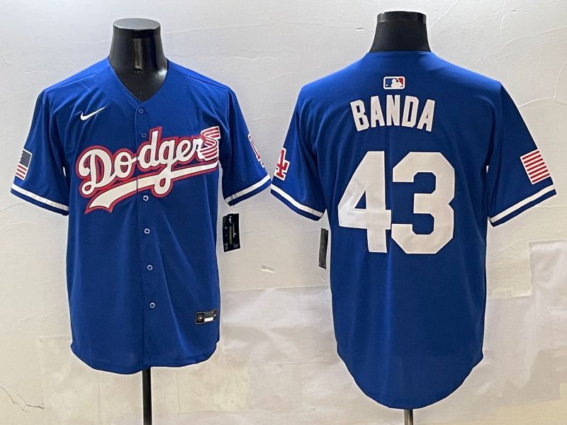 Men Los Angeles Dodgers 43 Banda Blue Second generation Joint Name Nike 2025 MLB Jersey style 1